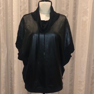 William Rast Faux Leather Front Pullover Top
